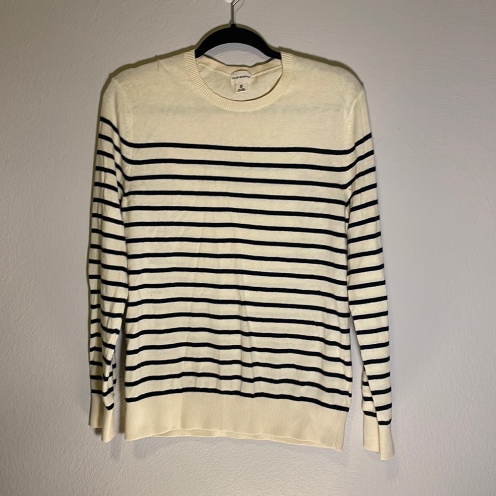 Club Monaco Cotton cashmere nautical striped cream sweater
